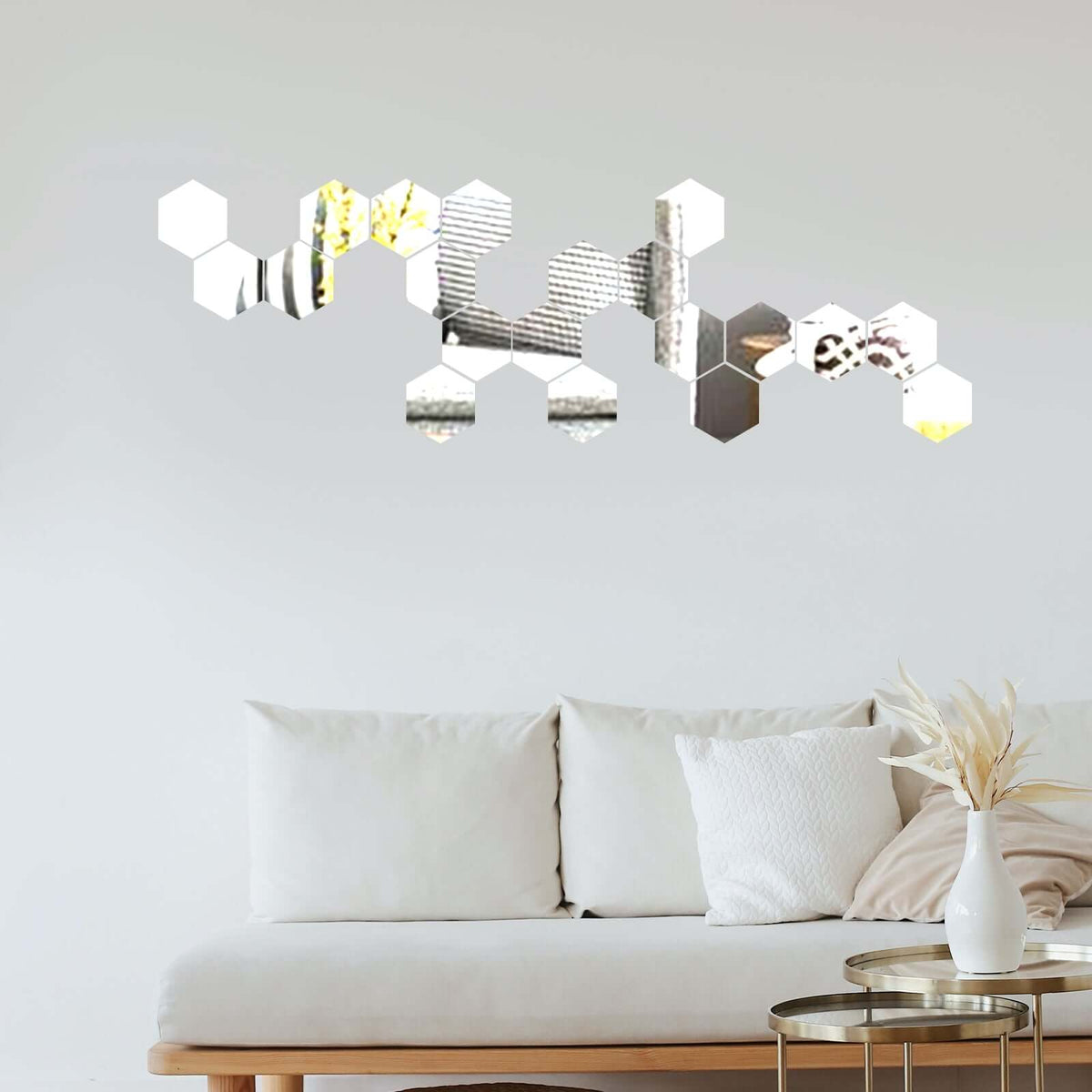 12 Pack Hexagon Acrylic Mirror Wall Stickers, 3" Removable Wall Decals For Home Decor