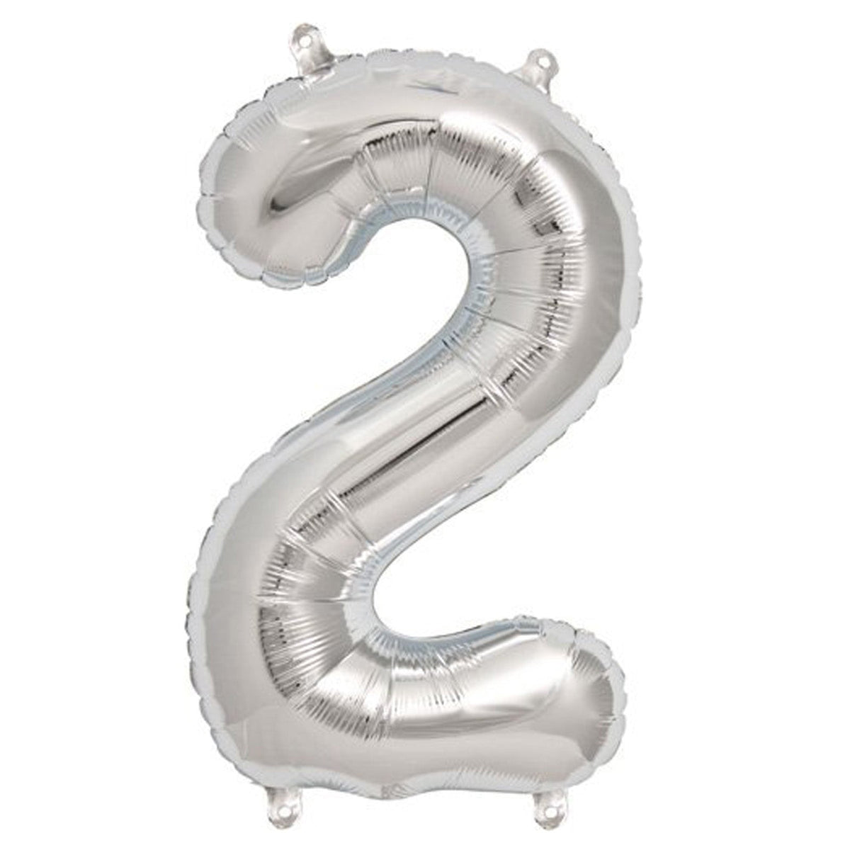 16" Shiny Metallic Silver Mylar Foil 0-9 Number Balloons - 2