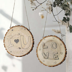 2 Pack 8" Dia Natural Blank Hanging DIY Wood Sign, Round Wood Plaques