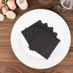 20 Pack Linen-Like Paper 5"x5" Napkins Black - Highly Absorbent Airlaid Napkins
