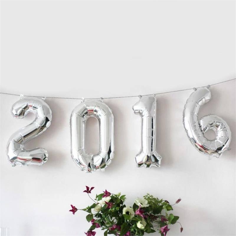 16" Shiny Metallic Silver Mylar Foil 0-9 Number Balloons