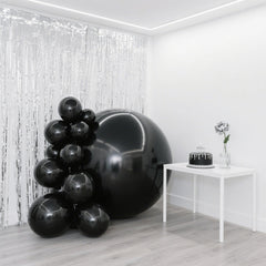 2-Pack Metallic Black Sphere Balloons, 43" Orbz Mylar Balloons Helium or Air-Filled Party Supplies