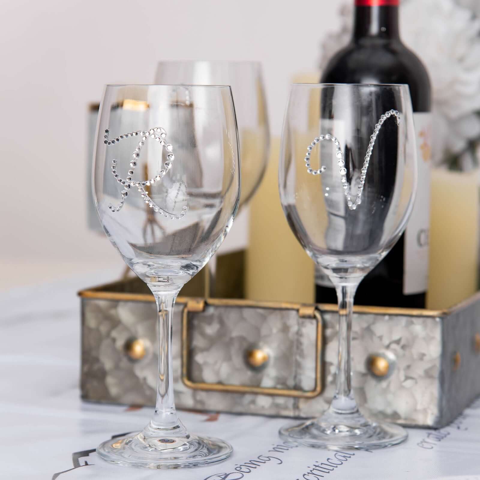 12 Pack | 1.5" Clear Rhinestone Monogram Letter Jewel Sticker Self Adhesive DIY Diamond Decor - and