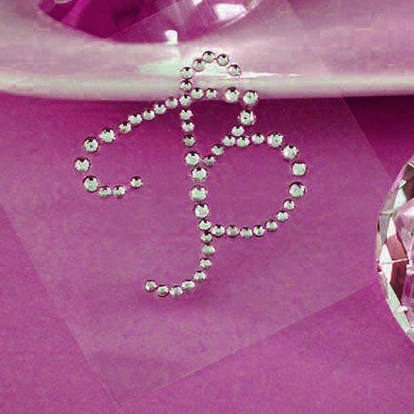 12 Pack | 1.5" Clear Rhinestone Monogram Letter Jewel Sticker Self Adhesive DIY Diamond Decor - and