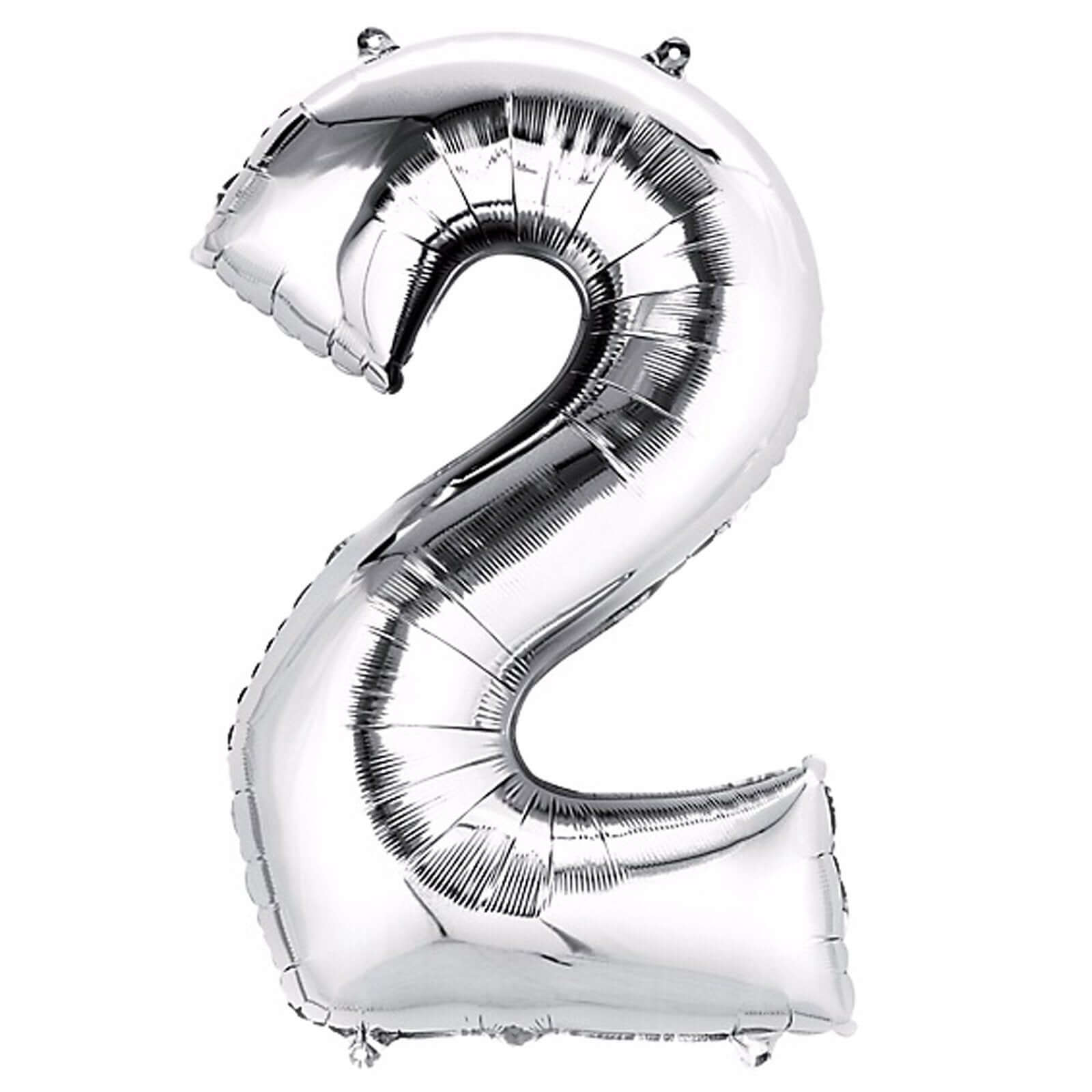 16" Shiny Metallic Silver Mylar Foil 0-9 Number Balloons