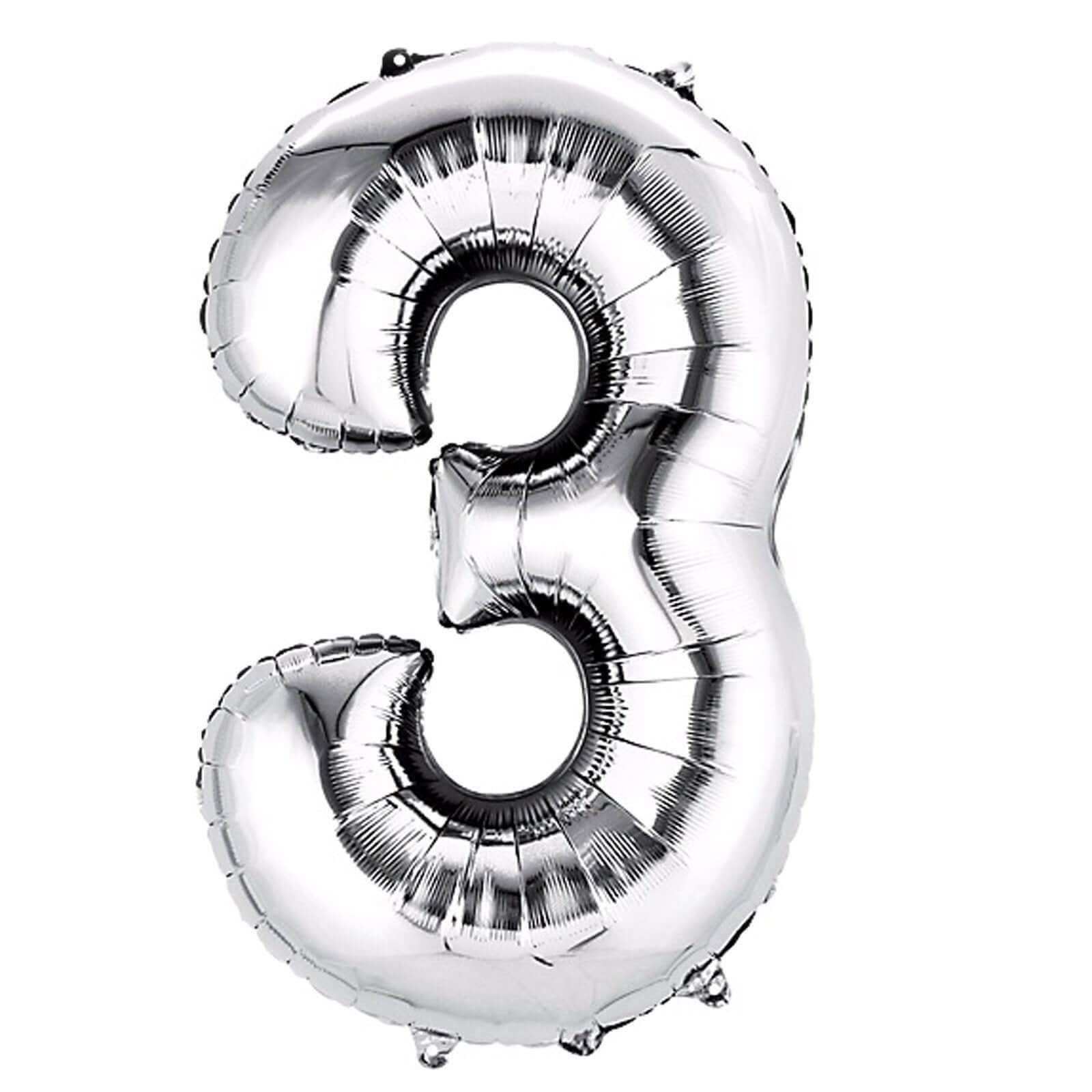 16" Shiny Metallic Silver Mylar Foil 0-9 Number Balloons