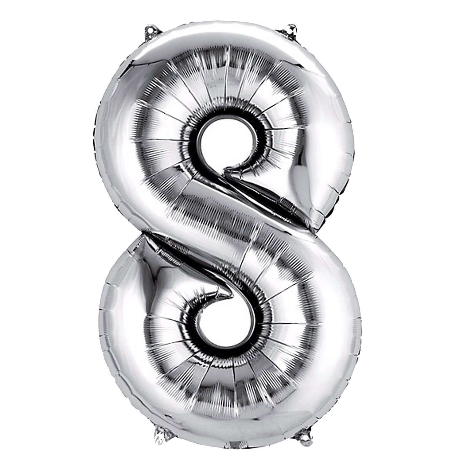 16" Shiny Metallic Silver Mylar Foil 0-9 Number Balloons